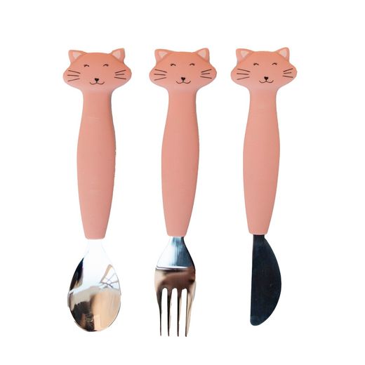 Cubiertos de 3 piezas en silicona - Sra.Gato