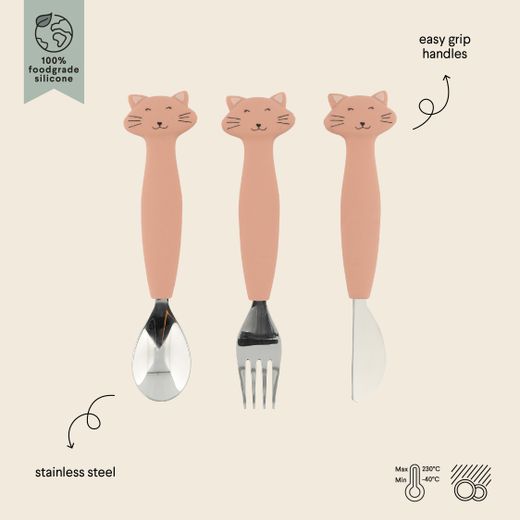 Cubiertos de 3 piezas en silicona - Sra.Gato