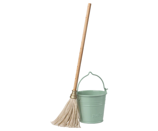 Cubo y fregona en miniatura