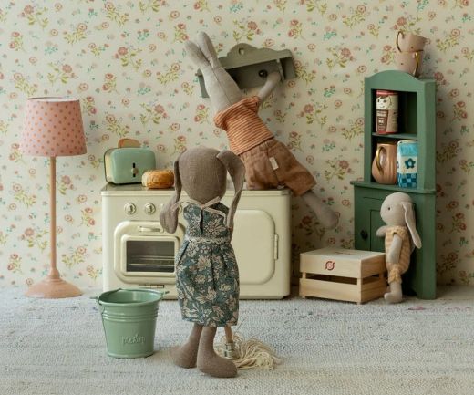 Cubo y fregona en miniatura