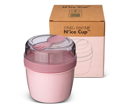 Fiambrera Snack N'ice Cup con Disco Refrigerante Rosa