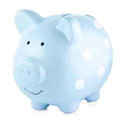 Hucha ceramica cerdito azul
