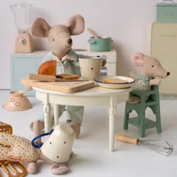 Mesa de comedor vintage, ratón - Blanco roto