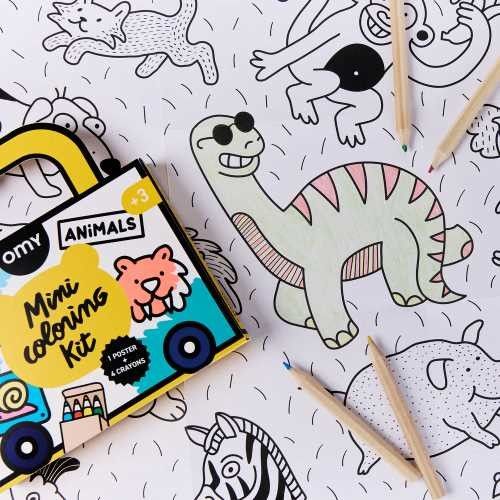 MINI POCKET OMY ANIMALS PARA COLOREAR + 4 LAPICES COLOR