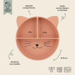 Plato compartimentado de silicona con ventosa - Sra.Gato