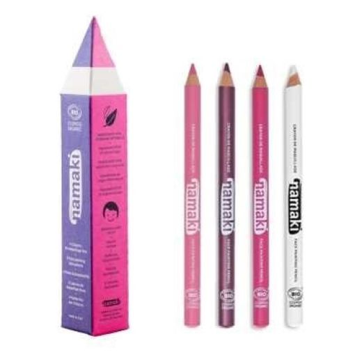 SET 4 LAPIZ FINO MAQUILLAJE NAMAKI PURPURA-FUCSIA-ROSA-BLANCO
